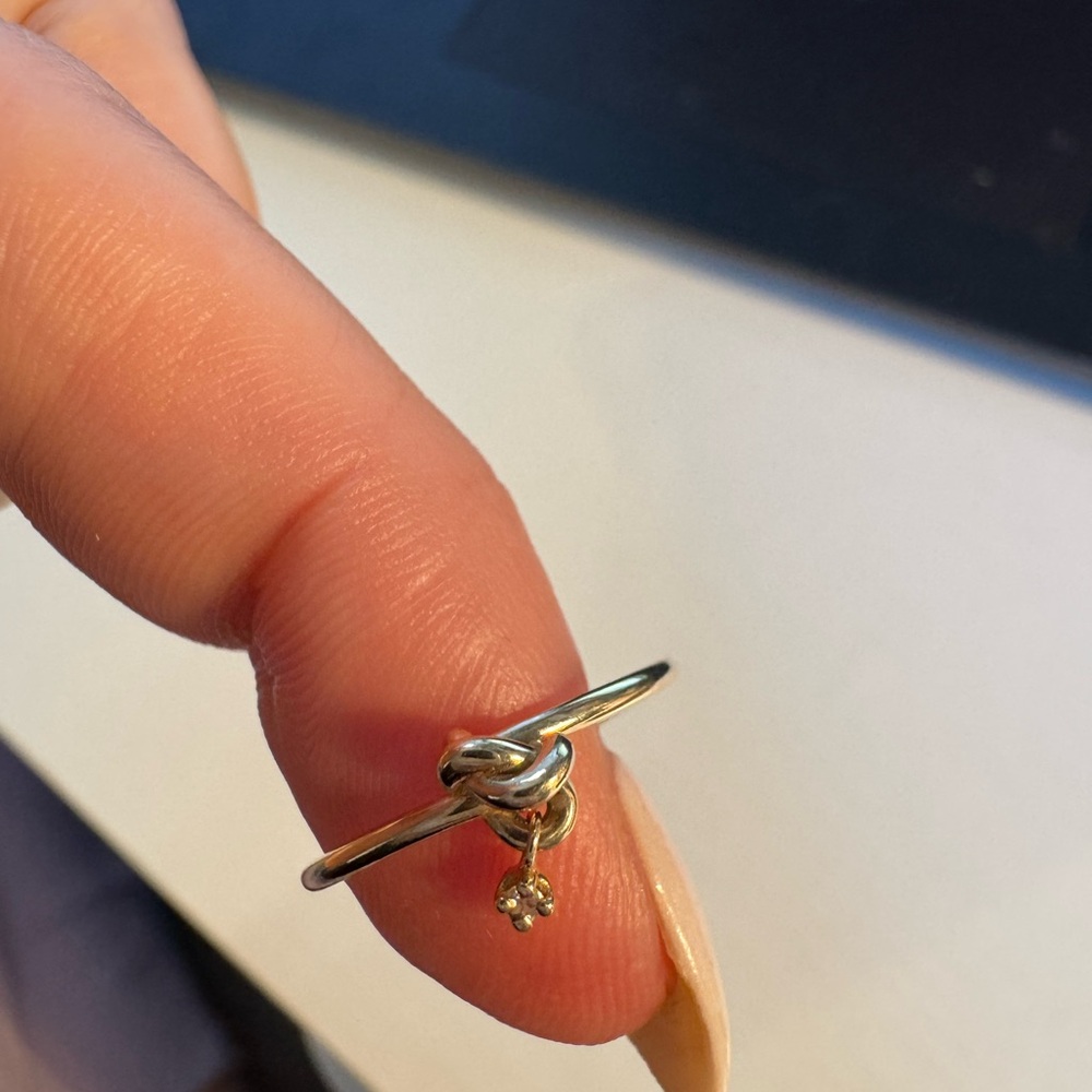 WWAKE Gold Knot Ring with Small Diamond Accent - Picture 3 of 4